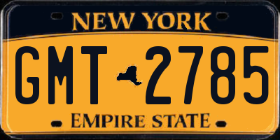 NY license plate GMT2785