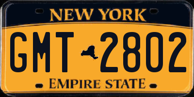 NY license plate GMT2802