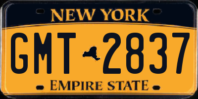 NY license plate GMT2837