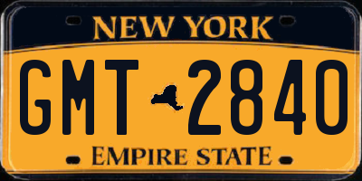 NY license plate GMT2840