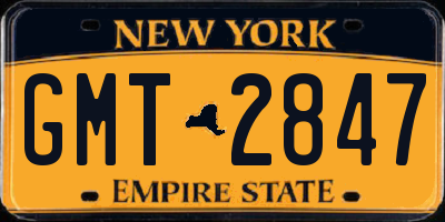 NY license plate GMT2847