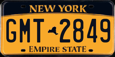 NY license plate GMT2849