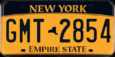 NY license plate GMT2854