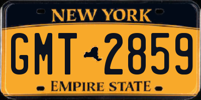 NY license plate GMT2859