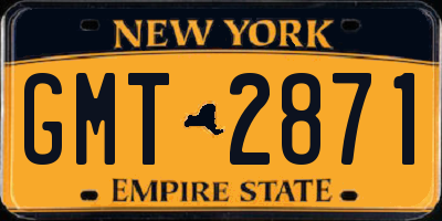 NY license plate GMT2871