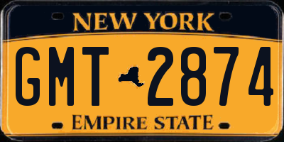 NY license plate GMT2874