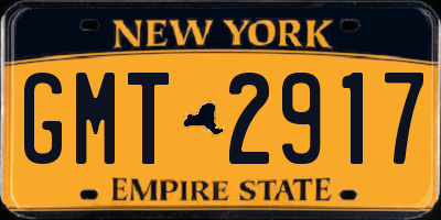 NY license plate GMT2917