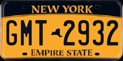 NY license plate GMT2932