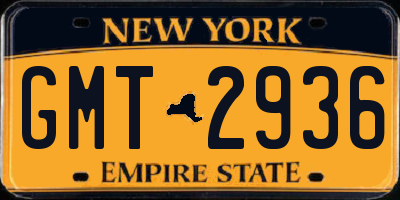 NY license plate GMT2936