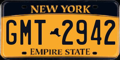 NY license plate GMT2942
