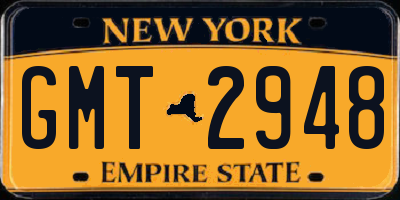 NY license plate GMT2948