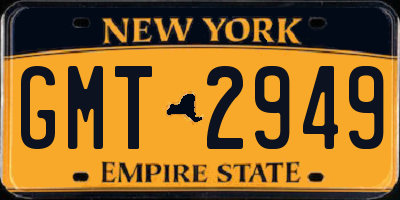NY license plate GMT2949