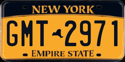 NY license plate GMT2971