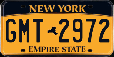 NY license plate GMT2972