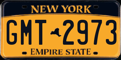 NY license plate GMT2973
