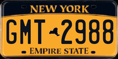 NY license plate GMT2988