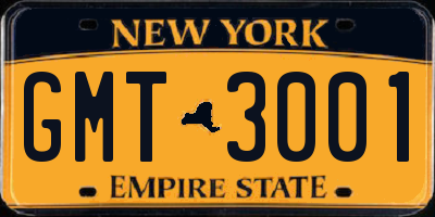 NY license plate GMT3001