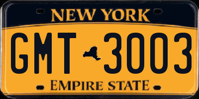 NY license plate GMT3003