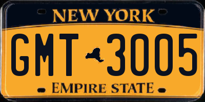 NY license plate GMT3005