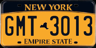NY license plate GMT3013