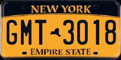 NY license plate GMT3018