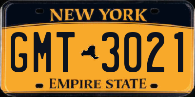 NY license plate GMT3021