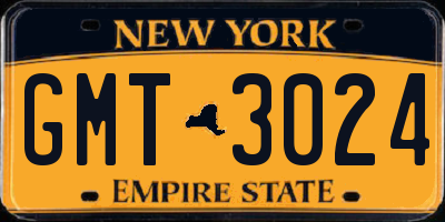 NY license plate GMT3024