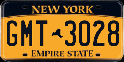 NY license plate GMT3028