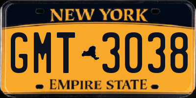 NY license plate GMT3038