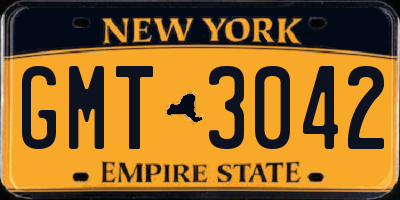 NY license plate GMT3042