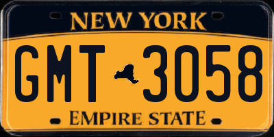 NY license plate GMT3058