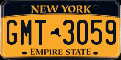 NY license plate GMT3059