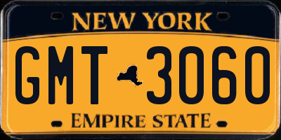 NY license plate GMT3060