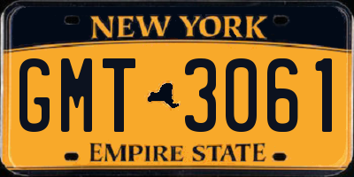 NY license plate GMT3061