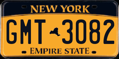 NY license plate GMT3082