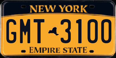 NY license plate GMT3100