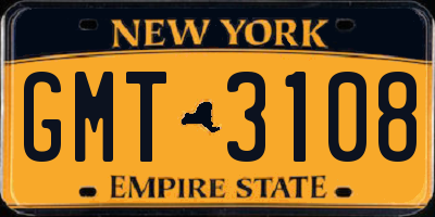 NY license plate GMT3108