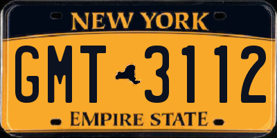 NY license plate GMT3112