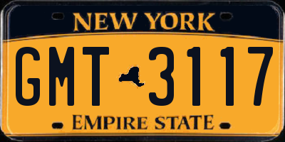 NY license plate GMT3117