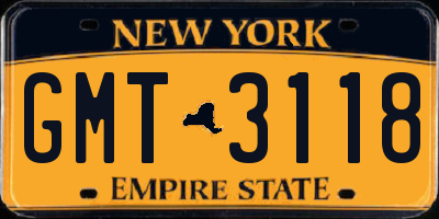 NY license plate GMT3118