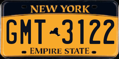 NY license plate GMT3122