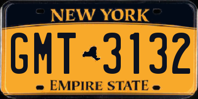 NY license plate GMT3132