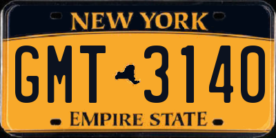 NY license plate GMT3140