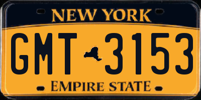 NY license plate GMT3153