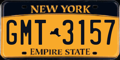 NY license plate GMT3157