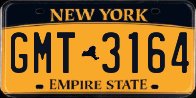 NY license plate GMT3164