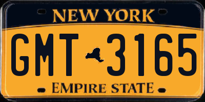 NY license plate GMT3165