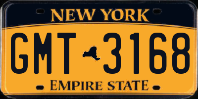 NY license plate GMT3168