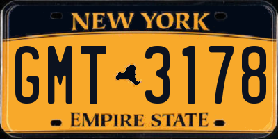 NY license plate GMT3178