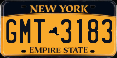 NY license plate GMT3183